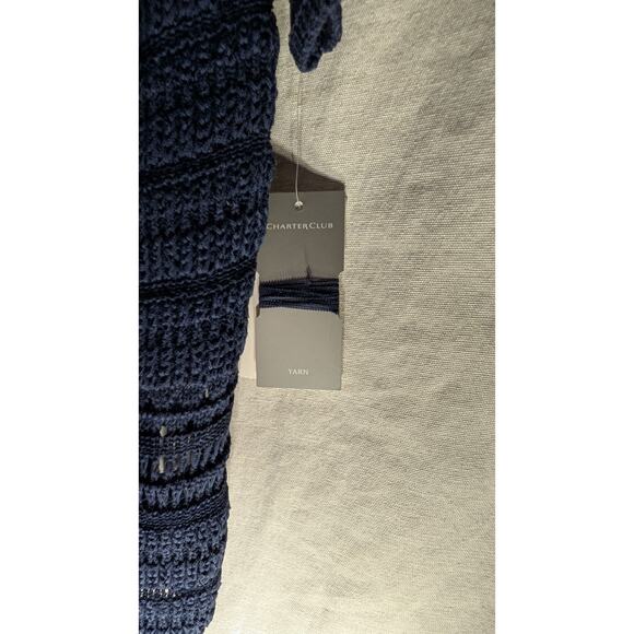 Charter Club Womens Knit Open Weave boat neck Sweater Sz 2X Navy Plus Size NWT - Picture 8 of 8